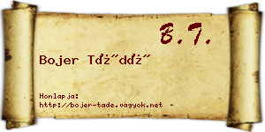 Bojer Tádé névjegykártya